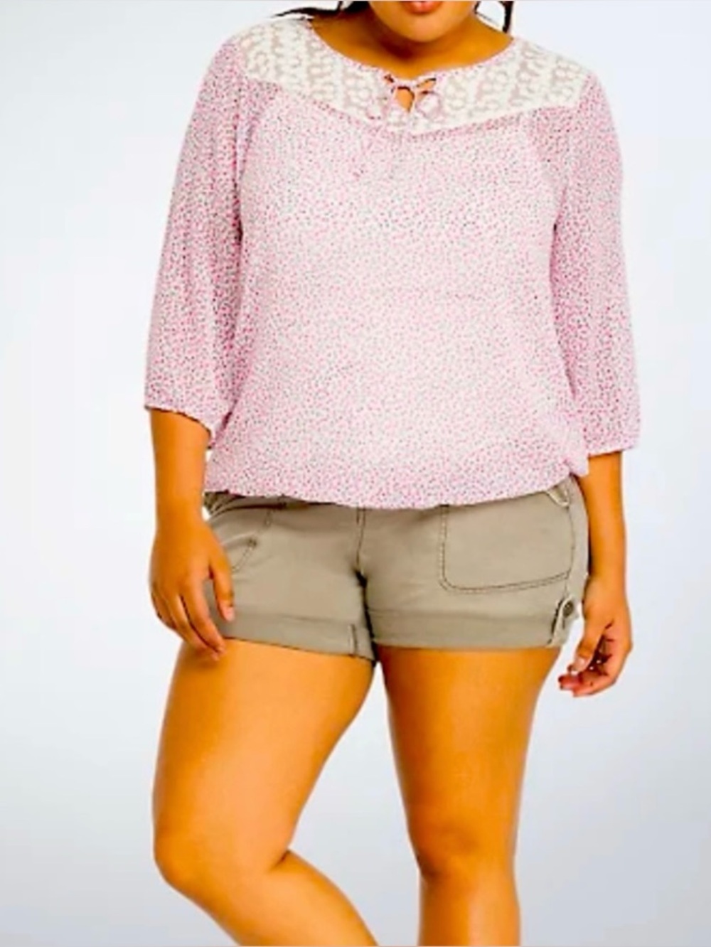 Torrid Lace Inset Ditsy Banded Bottom Top